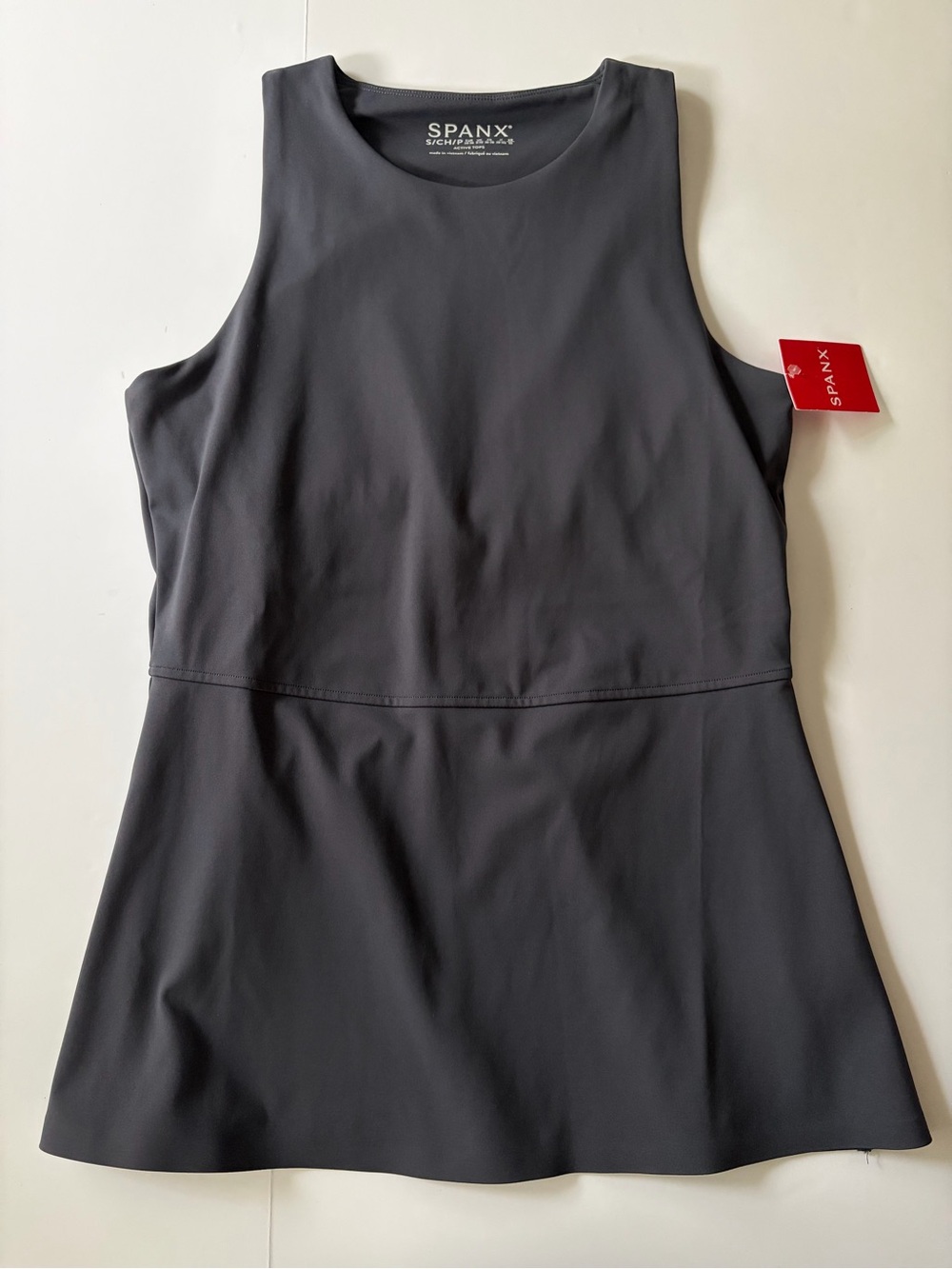 NWT! SPANX Gray Active Peplum Tank- S